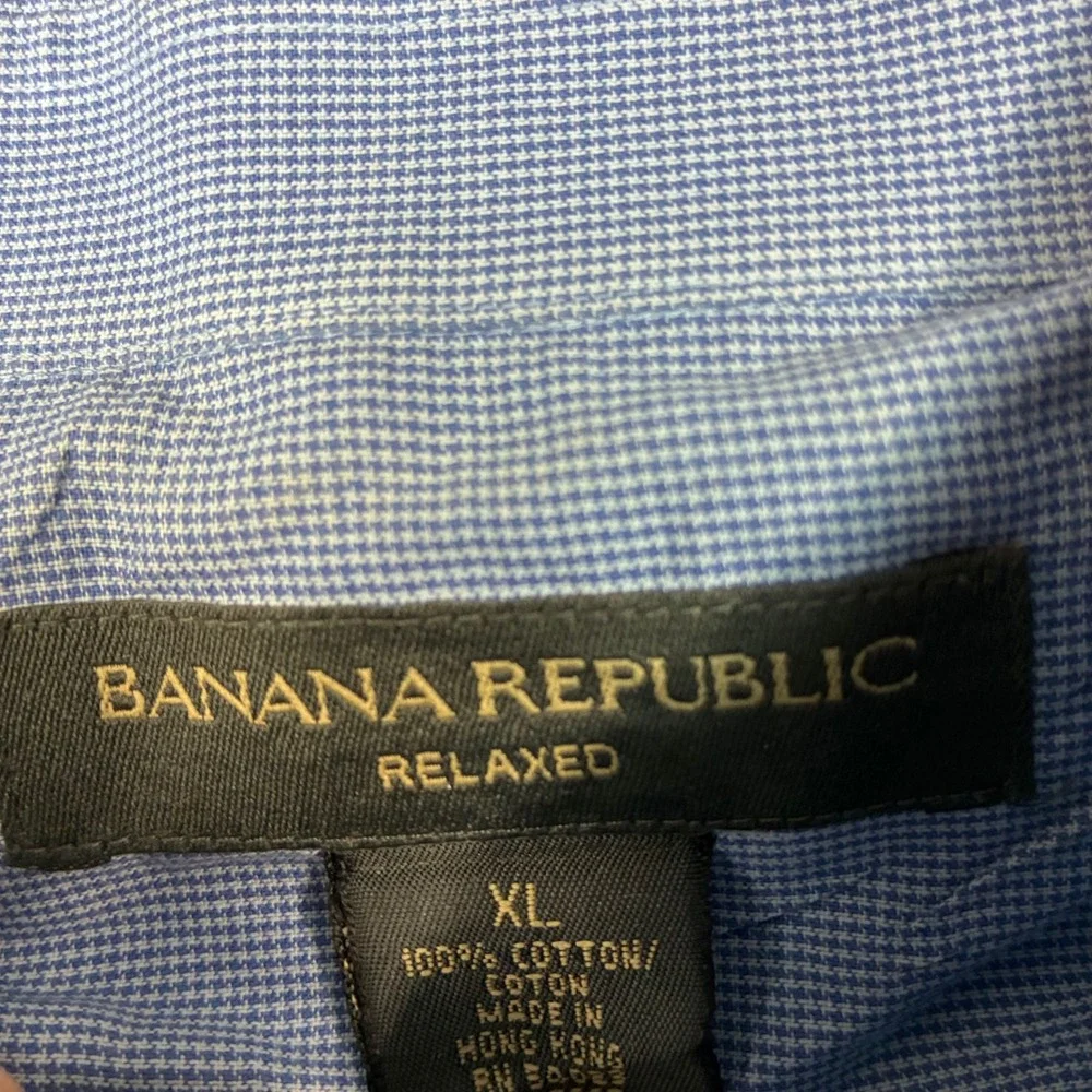 Banana Republic Mens XL Relaxed Fit Cotton Micro Houndstooth Button‎ Down Shirt